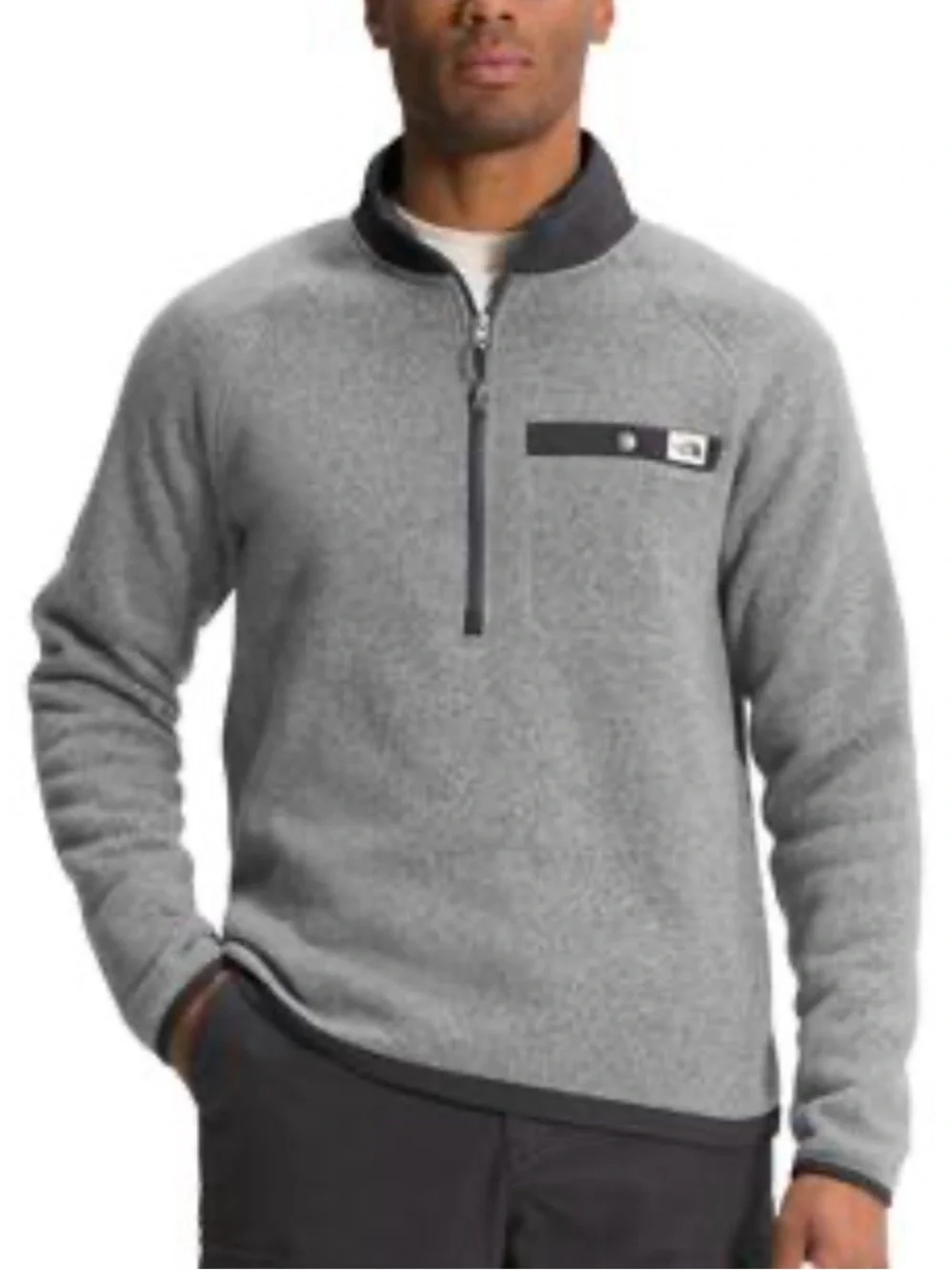 The North Face Gordon Lyons Quarter Zip Sweater Knit Fleece Pullover Gray L